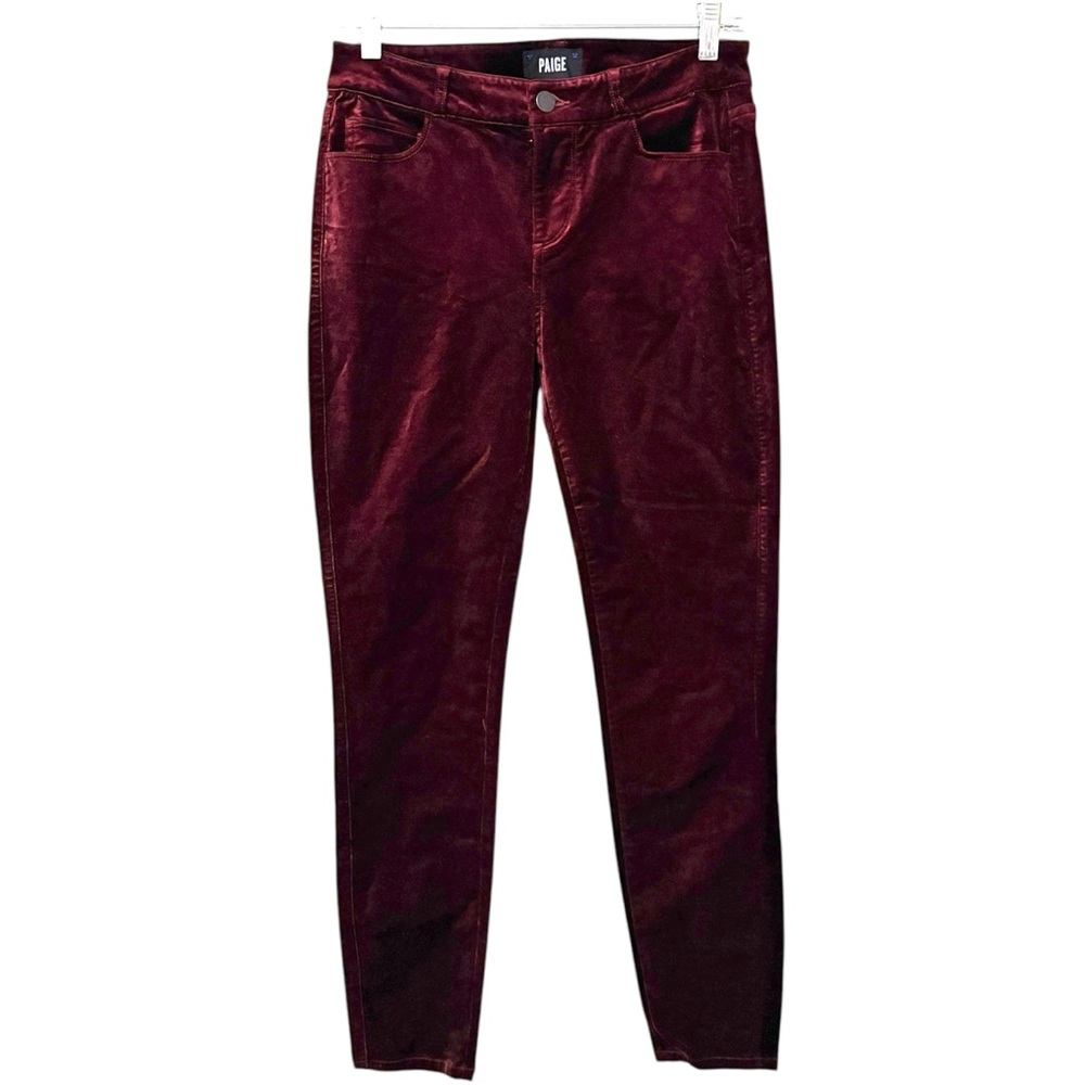 PAIGE Burgundy Verdugo Skinny‎ Pants Luxurious Velvet Sz 27 - Picture 7 of 7